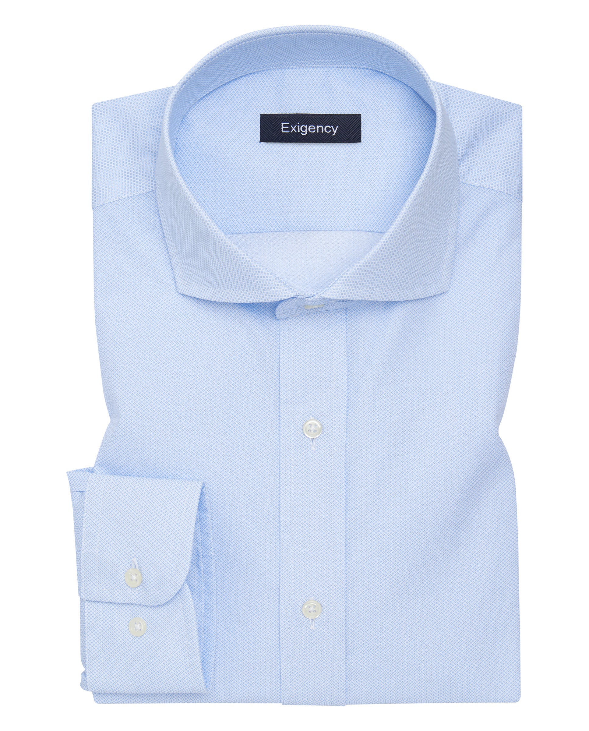 Camisa vestir micro estampado celeste