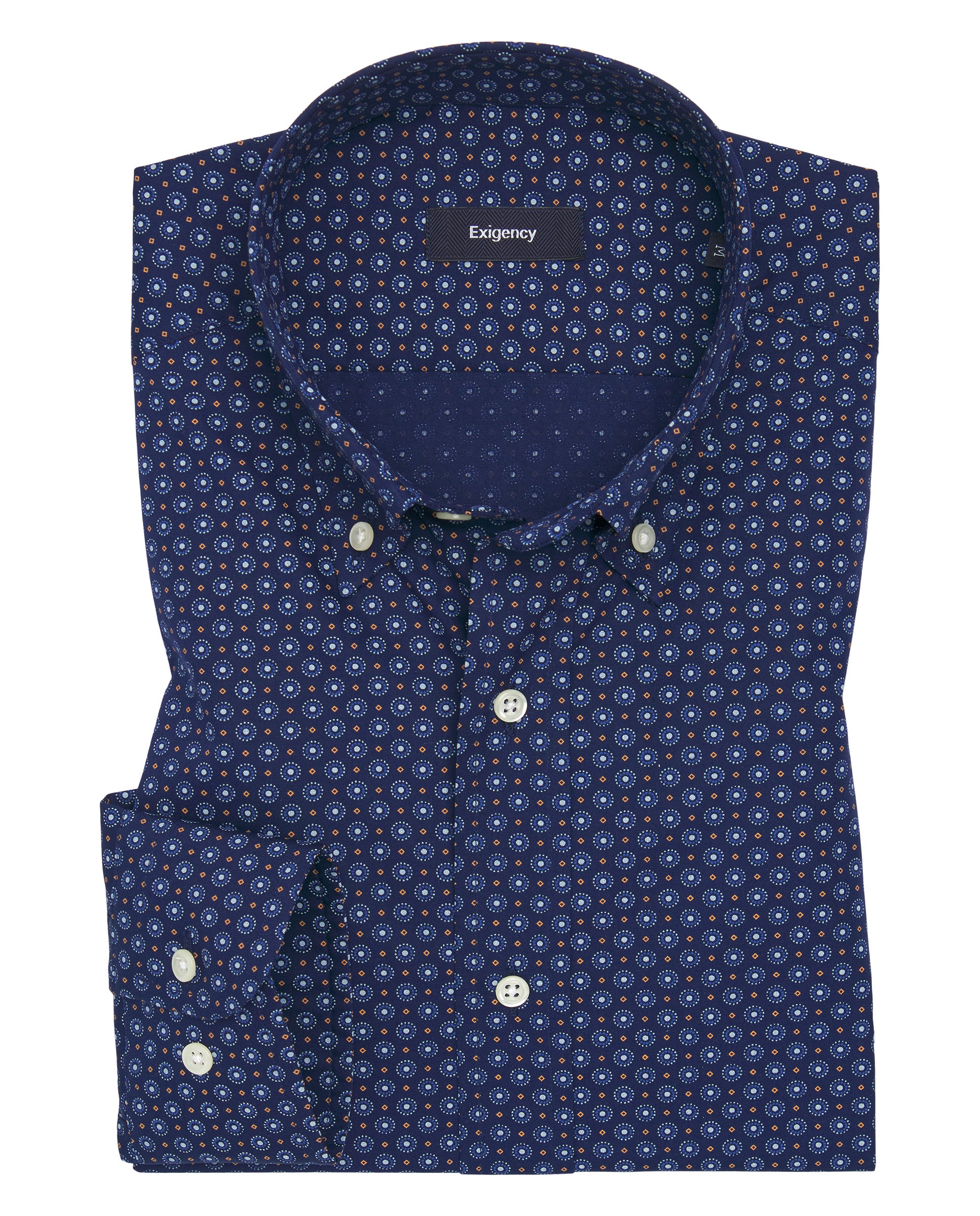 Camisa sport estampada azul marino