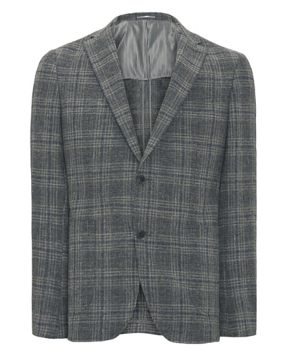 Chaqueta cuadros gris y azul