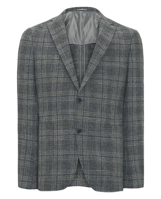 Chaqueta cuadros gris y azul