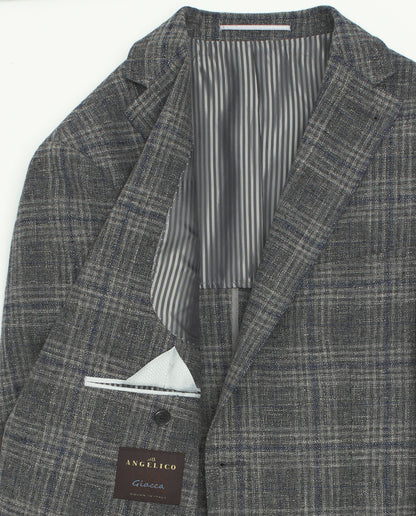 Chaqueta cuadros gris y azul