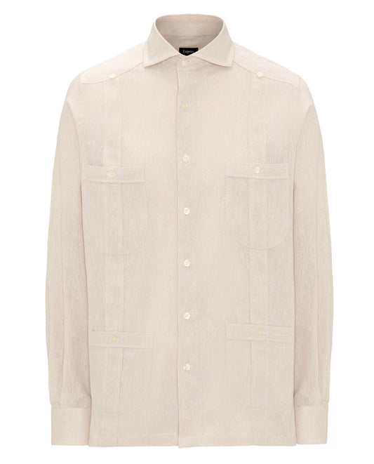 Guayabera manga larga beige