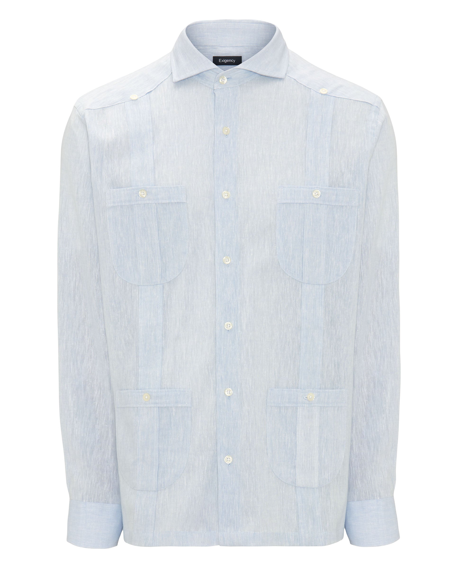 Guayabera manga larga celeste