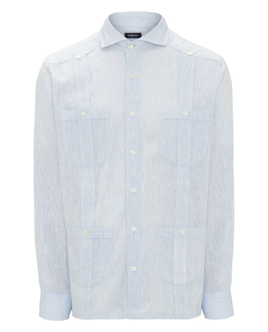 Guayabera manga larga celeste