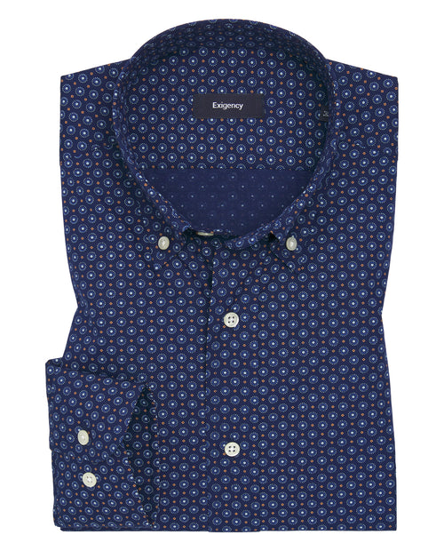 Camisa sport estampada azul marino