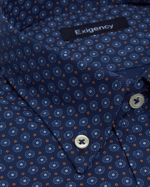 Camisa sport estampada azul marino